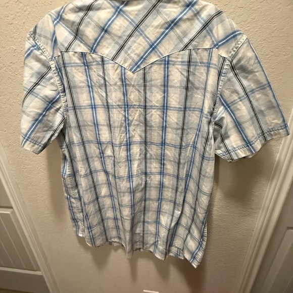 Levi's White and Blue Checkered Men's  Pearl Snap Western Shirt Size XXL - Picture 6 of 6